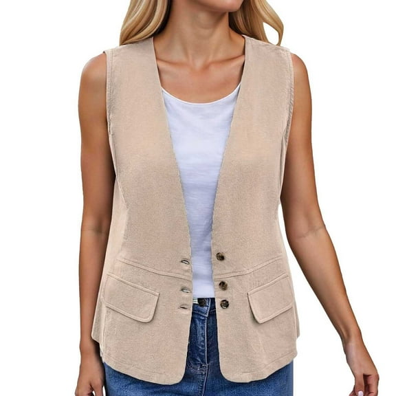 Lixiuxyad Winter Warm Outwear Stylish Women's Casual Jackets Fashionable Sleeveless Vest For And Daily Wear Lightweight Outerwear Beige