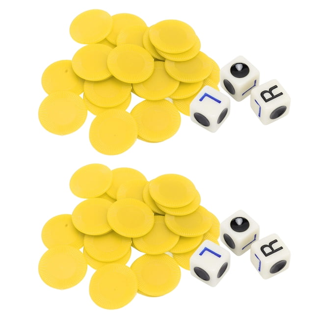 2 juegos de juego de dados central izquierdo derecho de 16 mm con 3 dados 24 fichas para noches familiares reuniones de amigos fiestas de juegos amarillo