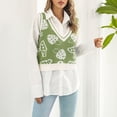 thumbnail image 2 of Chaleco De Suéter De Cultivo De Hongos, Chaleco De Suéter De Cuello En V Casual Lavable A Máquina De Moda Para Fiesta Para Citas ANGGREK Verde claro S, 2 of 8