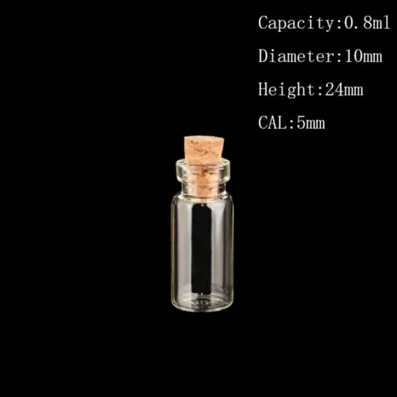 U8MO 10mm Cork Stopper Glass Vial Jars Test Tube Containers Bottle Drift Bottle DIY-0.8ml 10*24mm Vial