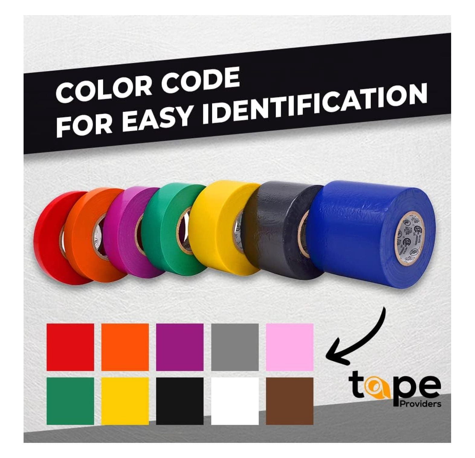 WOD ETC766 Professional Grade General Purpose Gray Electrical Tape UL/CSA Listed . Vinyl Rubber Adhesive Electrical Tape: 3 inch X 66 ft - Use at No More Than 600V & 176F (Pack of 10)