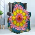 thumbnail image 4 of Mandala Soft Flannel Fleece Throw Blanket, Round Frame Oriental Mandala Design Inspired by Floral Petals in Vibrant Colors, Cozy Plush for Indoor and Outdoor Use, 60" x 80", Multicolor, by Ambesonne, 4 of 5