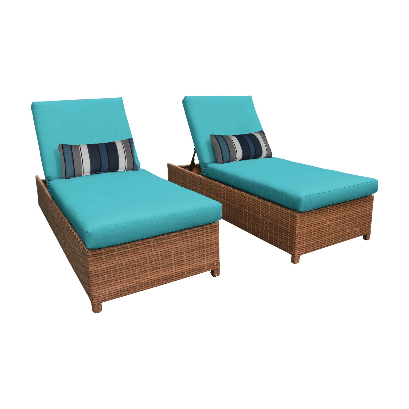 TK Classics Laguna Wheeled Wicker Outdoor Chaise Lounge Chair - Set of 2 - image 2 of 11