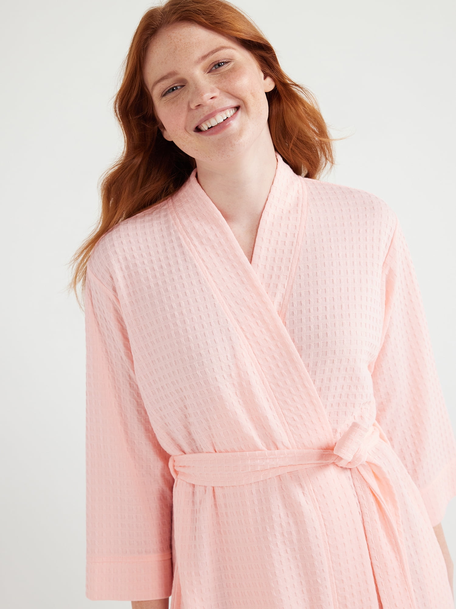 Joyspun Women’s Waffle Kimono Robe, Sizes S to 3X