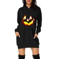 thumbnail image 1 of Vestido tipo sudadera con capucha y bolsillo de longitud media con estampado de Halloween para mujer Fridja  nbo4447, 1 of 5