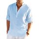 thumbnail image 1 of ¡12 colores! nueva camisa de manga larga de lino para hombre, camisas informales de lino y algodón de Color sólido, camisetas hawaianas de S-5XL Deng Xun unisex, 1 of 2
