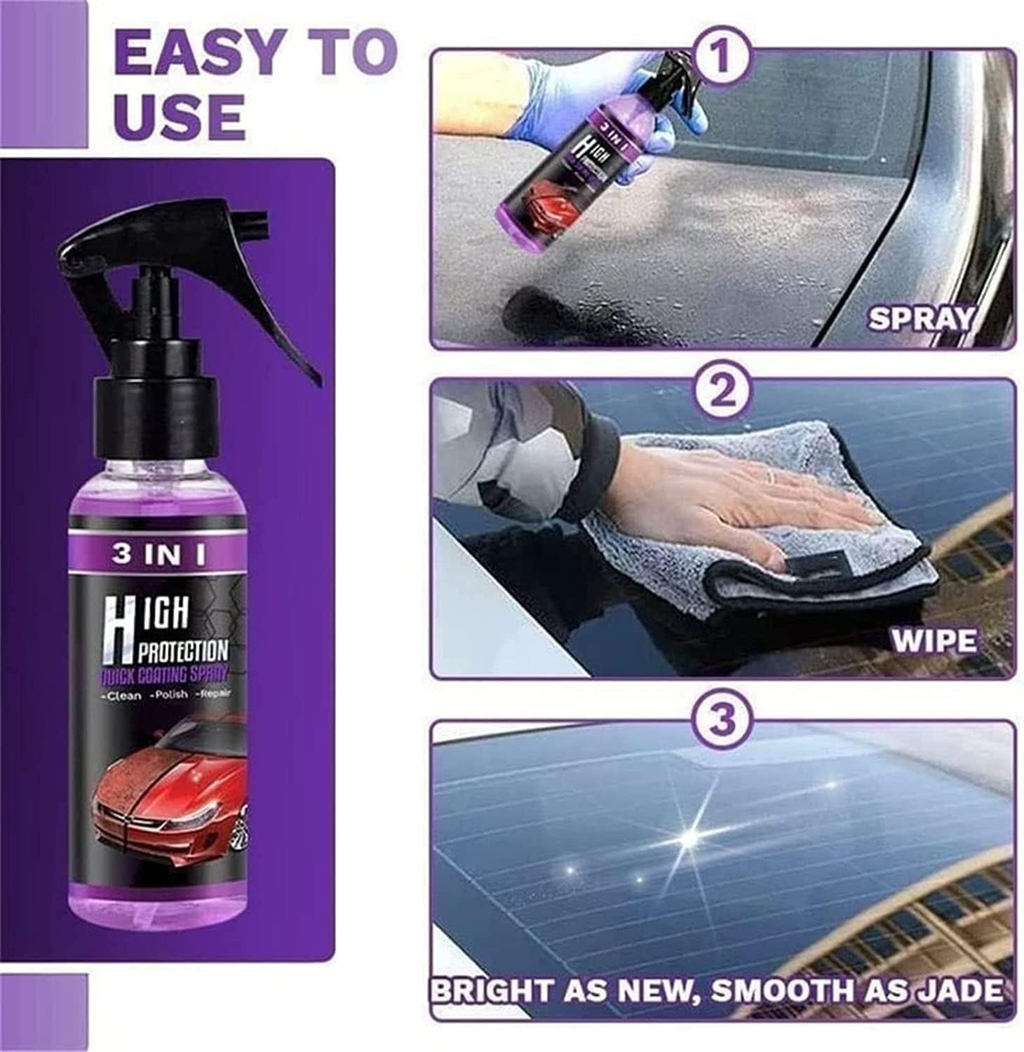 JHIALG 3 in 1 Car Ceramic Coating Spray, Fast Repair Scratches Repairing  Polish Spray, Car Scratch Nano Repair Spray