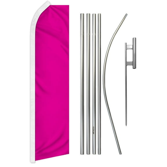 Magenta Solid Color Super Flag & Pole Kit