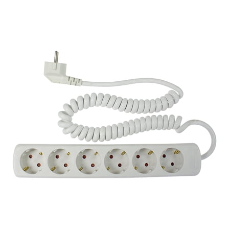 as - Schwabe 11461 6-fach-Steckdosenleiste weiß mit Spiralkabel weiß 2,5m Spiralkabel H05VV-F 3