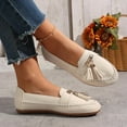 thumbnail image 4 of Rokment Womens Fringe Slip on Loafers Beach Travel Comfortable Walking Flat Dress Shoes Stylish Tassel Leather 2026 Spring Fall Casual Oxfords for Ladies White Size 9, 4 of 7