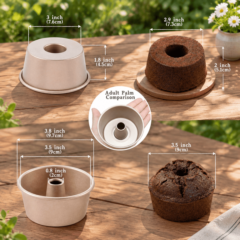 3.5-inch Mini Angel Food Cake Pan Set Nonstick Tube Pans 6 Pack ...
