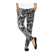 Matty M Women's Fashion Stretch Soft Pull-On Pant (Black Splatter, Large)