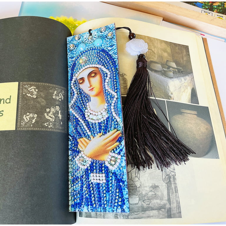 2 Pieces 5D Diamond Painting Bookmarks Kits, Virgin Mary Madonna Tassel DIY  Art Craft Crystal Rhinestones for Kids Adults Beginner, PU Leather  8.26x2.36 inch 