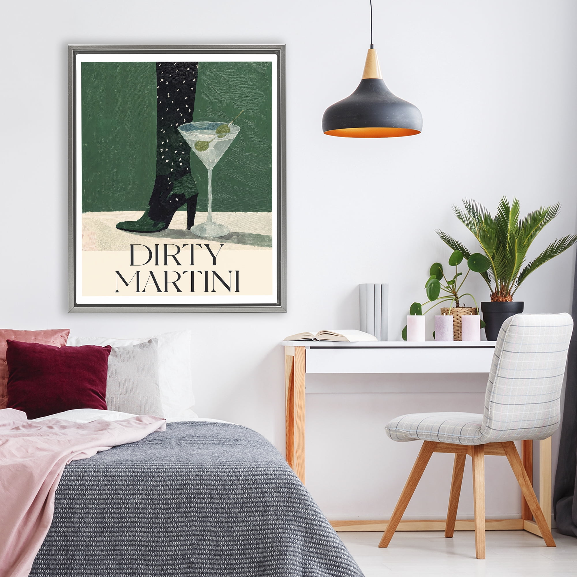 Stupell Industries Dirty Martini Stylish Heel Gray Framed Floater Canvas Wall Art, design by Lettered and Lined