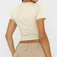 thumbnail image 5 of LISTHA Crop Tops for Women Short Sleeve Slim Fit Workout Crew Neck Cropped T Shirts Y2k Tight Going Out Shirt Khaki White XL, 5 of 7