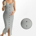 thumbnail image 3 of Maternity Dress Summer Striped Knit Camisole V Neck Backless Slit, 3 of 7