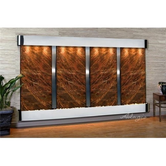 Adagio RFR2006 Regal Falls Round Stainless Steel Brown Marble Wall Fountain