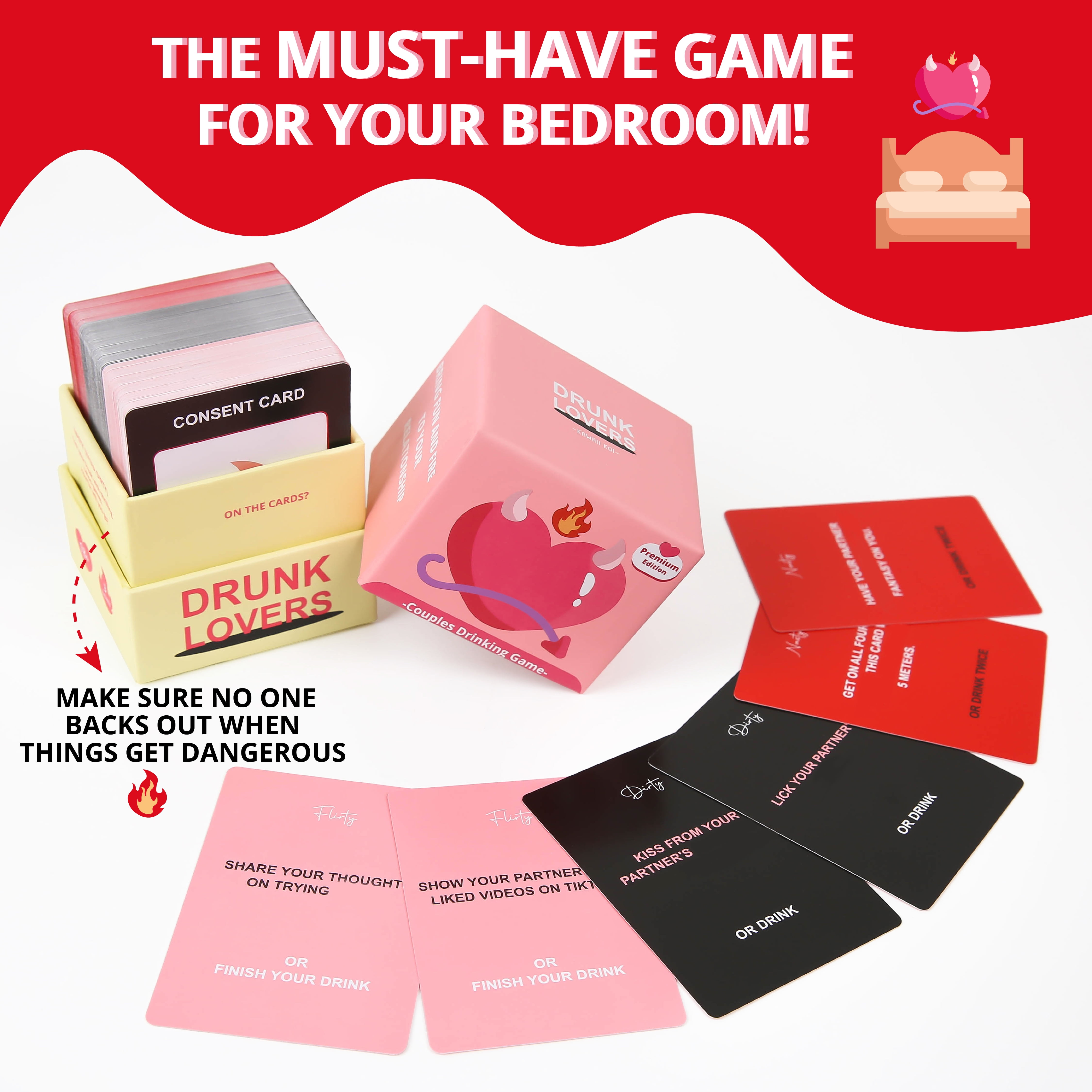 Drunk Lovers Premium Edition - Couples Party Drinking Game for Date Night, 150 Cards with 3 Engaging Categories, Valentine & Wedding