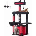 thumbnail image 1 of Cat Tree [/CM] Cat Tower for Indoor Cats Large Adult Cat Condo with Large Platform Hanging Basket Scratching Posts Pompoms Light MSW, 1 of 8