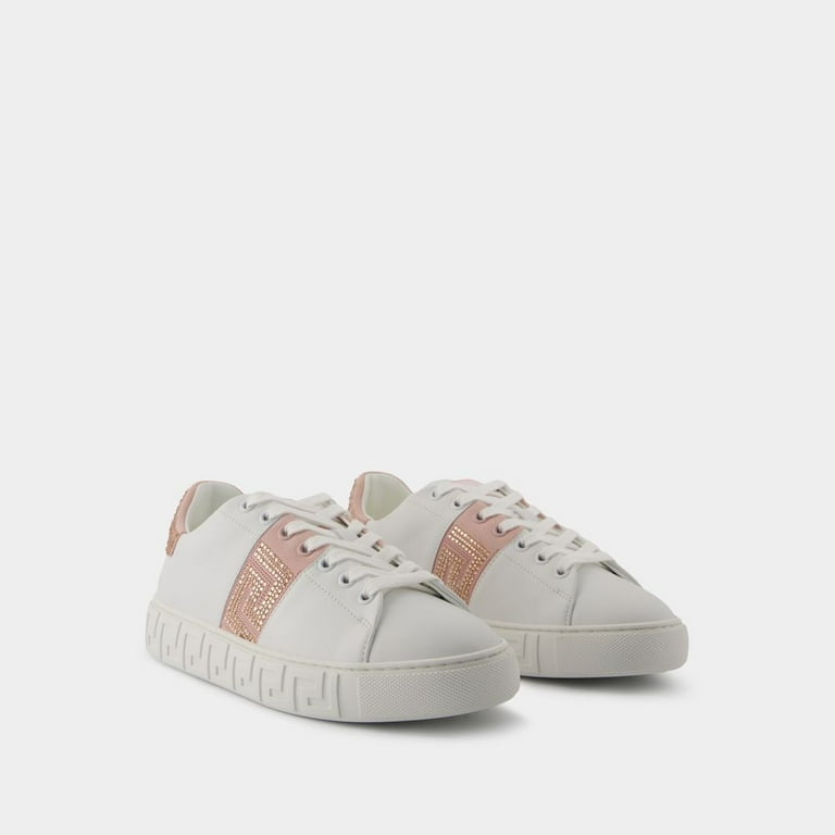 スニーカー VERSACE Sneakers - Versace - Cotton - White/Pink Versace Sneakers - Cotton - White/Pink Pink (Women's