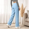 thumbnail image 4 of Lumtrix Womens Straight Leg Baggy Sweatpants | High Waisted Loose Fit Track Pants with Pockets, Soft Comfy, Casual Lounge & Travel Fall Winter Slacks Sky Blue 3XL, 4 of 7