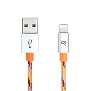 3 FT Nylon Braided Lightning Cable Apple MFi Certified For iPhone iPad ( Orange, 1M )