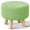 Matcha, variant on 100% Hand Knitted Pouf, Round Footrest with 4 Non-Skid Wood Legs, Boho Décor Cotton Rope Pouffe Beside Sofa, Leisure Floor Step Chair for Living Room (Yellow)