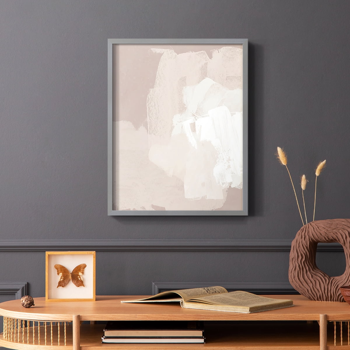 Cloud Slate II Framed Print in Gray Solid Wood Framed Print No Nail Hanging