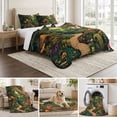 thumbnail image 6 of Twin Quilt Set 68''x86'', Forest Lightweight Summer Bedspread Coverlet Set with 2 Pillow Shams, Vintage Cottage Mushroom Tree Floral Green Breathable All Season Quilt Bedding for Dorm/Bedroom, 6 of 9