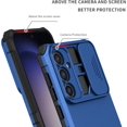 thumbnail image 6 of for Samsung Galaxy S23 FE 5G Case with Slide Camera Cover, Armour Rugged Silicone TPU Bumper Tough PC Cover S23 FE with Kickstand, Military Shockproof Protective Phone Case for Samsung S23 FE Blue, 6 of 7