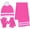 Pink, variant on Girls Knit Beanie Scarf & Gloves Set Full Wrap Cuff & Top Pom Striped 4 Colors
