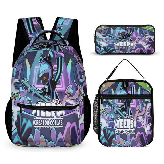 Yeeps Hide Seek Backpacks 3pcs Set Laptop Shoulder Bags Casual Daypack Lunch Bag Pencil Case Travel Hiking Work