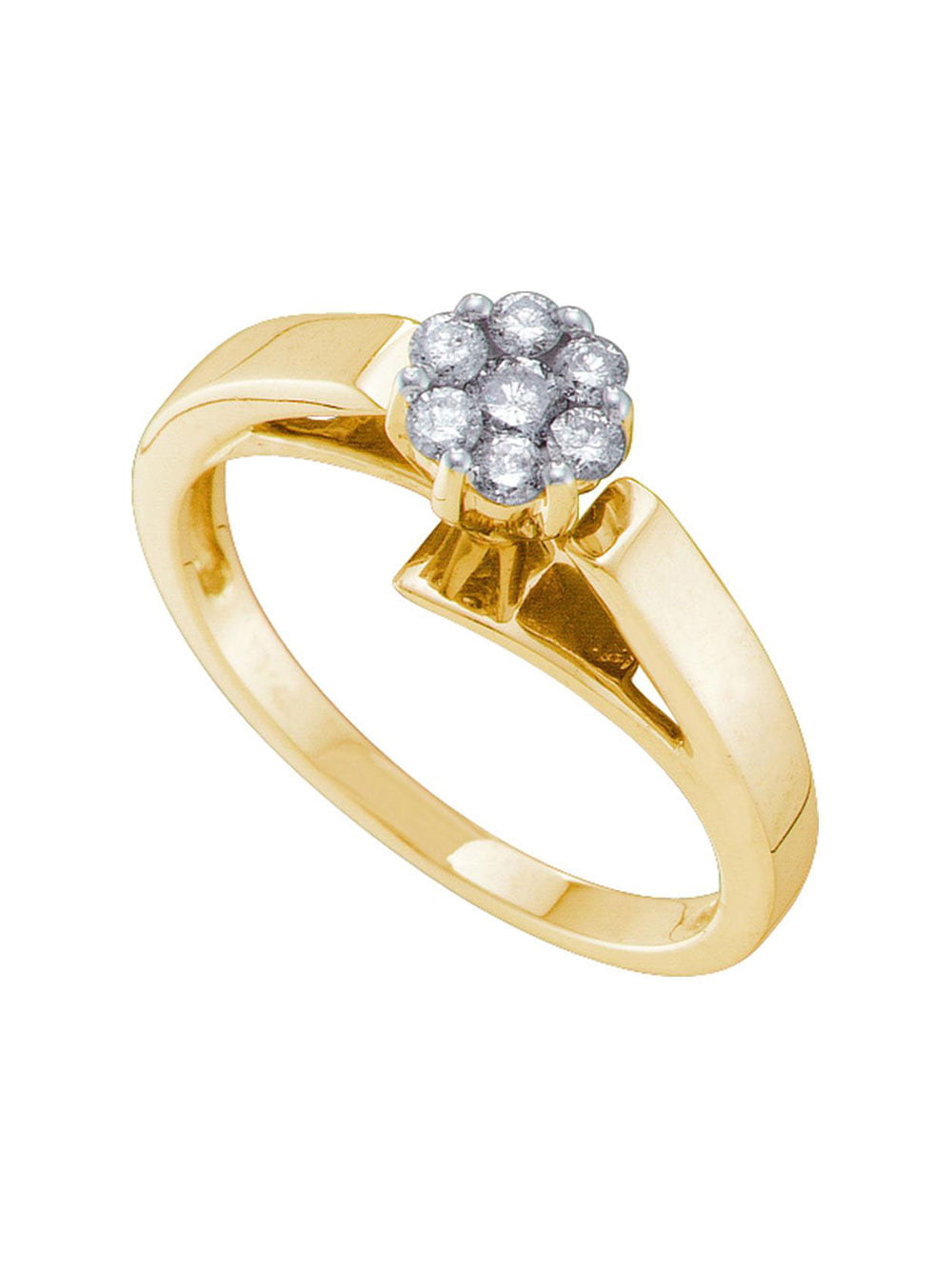 1/4 Ct Diamond Cluster bridal Flower Ring in 9K Solid Gold 
