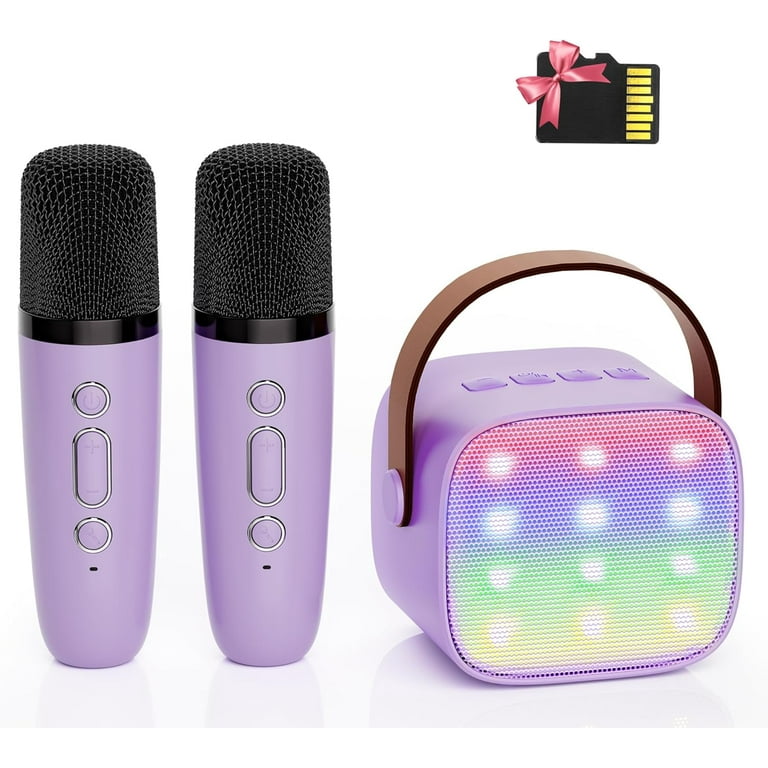 YLL Mini Karaoke Machine for Kids, Portable Mini Bluetooth Speaker with 2  Wireless Microphones for Adults and Kids with Party Lights,Home Party