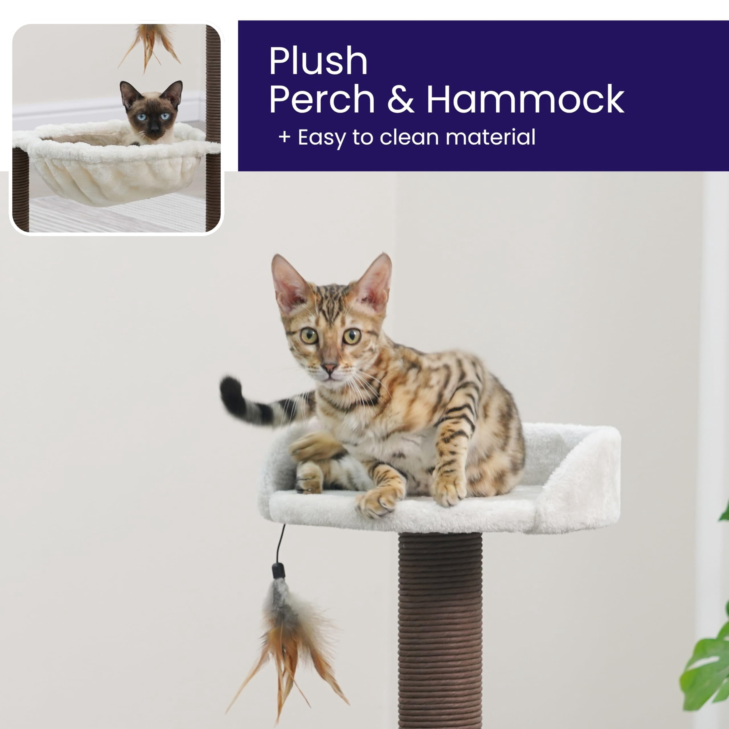 Nirvana 3-level Kitten Tree With Plush Perch  Soft Hammock And Paper Rope Posts Minimalist Cat Furniture For Climbing & Resting Ideal Kittens Small Cats Beige