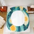 thumbnail image 5 of Homewish Teens Abstract Geometric 3pcs Twin Sheet Sets,Teal Yellow Twin Fitted Sheet,Minimalist Mid Century Breathable Flat Sheet,Super Cozy Room Decor, 5 of 7