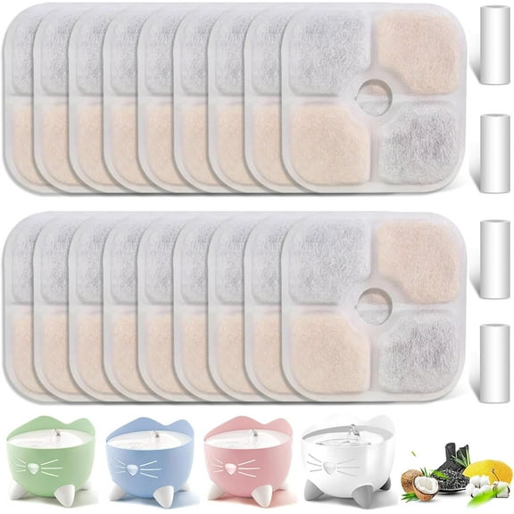 18 Pack Cat Water Fountain Filter Replacement Compatible with Catit PIXI Cat Drinking Fountain, Cat it Water Filters Keep Your Pet Healthy and Hydrated (18 4)