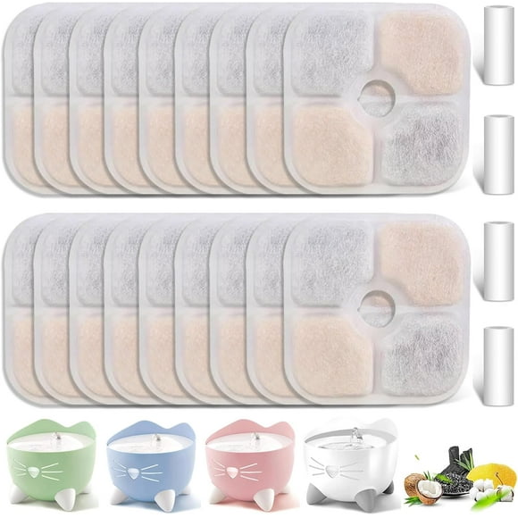 18 Pack Cat Water Fountain Filter Replacement Compatible with Catit PIXI Cat Drinking Fountain, Cat it Water Filters Keep Your Pet Healthy and Hydrated (18+4)