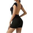 thumbnail image 6 of DDAPJ pyju Women Backless Romper Jumpsuit Y2K Short Sleeve Low Cut U Neck Bodycon Bodysuit Shorts Overall Casual Solid Playsuit on Sale Black M, 6 of 7