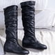 thumbnail image 5 of Amzcrzy Zapatos de mujer,Zapatos de mujer,Zapatillas de mujer, Botas largas de invierno de color liso para mujer, tacón plano, punta redonda, hasta la rodilla Sandalias Mujer Zapatillas De Casa, 5 of 5