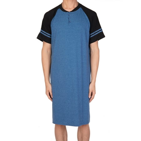 Men's Nightgown Comfort Sleepwear Top Nightshirt Sleep Shirt Long Plus Size Nightshirts M-3XL
