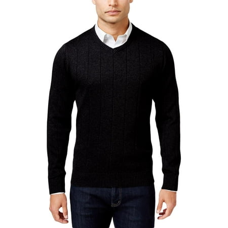 Fleece Ribbed Sweater - John Ashford Mens Ribbed Trim Long Sleeves Pullover Sweater