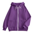thumbnail image 5 of BXJX Womens Zip up Hoodies, Drawstring Long Sleeve Walking Spring Fall Jackets with Pockets Purple Size M, 5 of 5