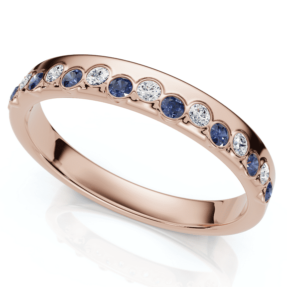Pompeii 1/5Ct Diamond & Sapphire Rhythm Anniversary Band 14k Gold or Platinum Lab Grown