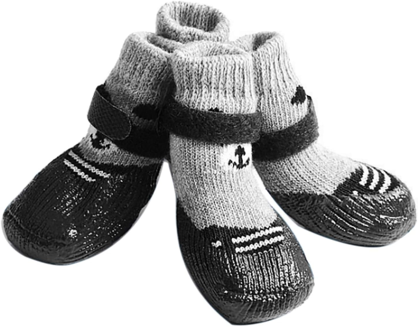 4Pcs Cotton Rubber Pet Boots Waterproof NonSlip Dog Rain Snow Socks