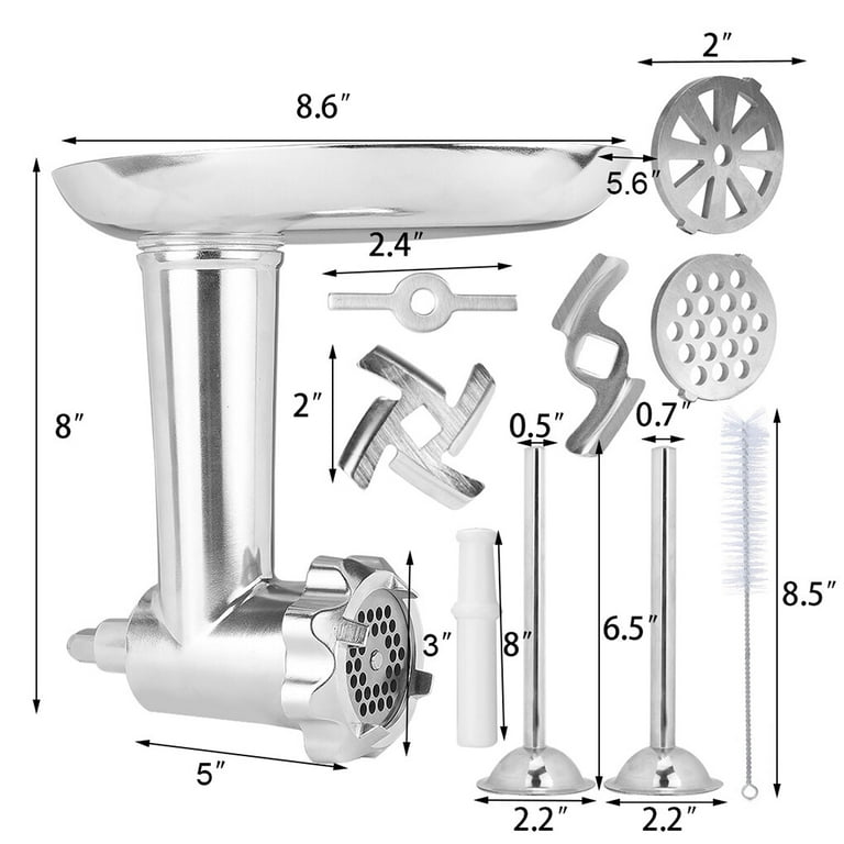 ROBOT-GXG Metal Food Grinder Attachments for Kitchenaid - Meat Grinder  Attachment - Metal Food Grinder Attachments for KitchenAid Stand Mixers Meat  Processor Accessory Included Sausage Stuffer Tube 