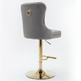thumbnail image 5 of Yoneston Bar Stools Set of 2, Adjustable Height Bar Stools with Tufted Velvet Upholstery, Nailhead Trim & Gold Metal Base, Modern Counter Stools for Pub, Kitchen Island, Gray, 5 of 9
