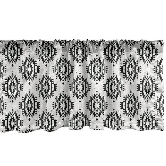 Ambesonne Tribal Window Valance, Grunge, 54" X 12", Black White