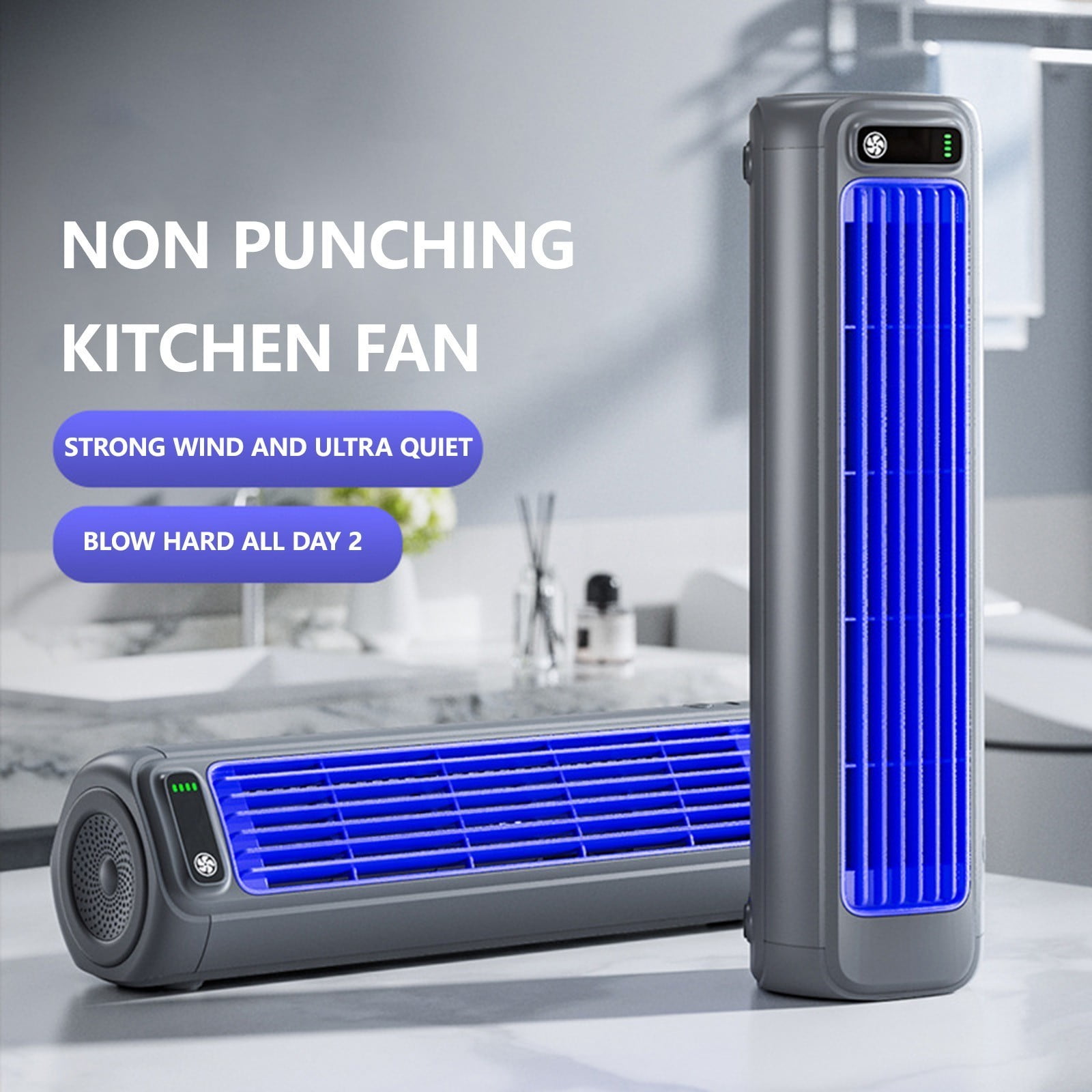 Yannianjz Constant Wind Tower Fan for Office, Vaneless Desktop Fan for Kitchen, Silent Tower Fan for Bedroom, High Wind Turbine Fan for Living Room, Rechargeable Tower Fan for Travel, Compact Fan for