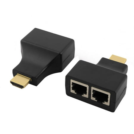 Network Extender Kit 4 Port Unique Bargains HDMI Male to Dual Port Female RJ45 Network Extender Adapter Black 2pcs for HDTV ()